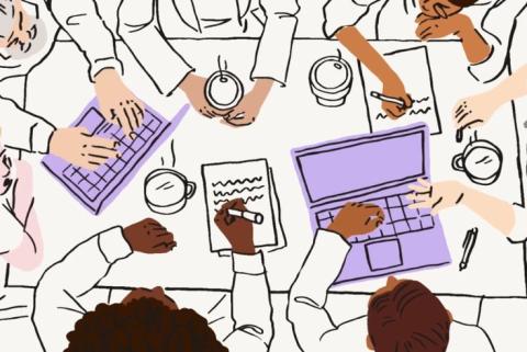 Image showing people seated around a table