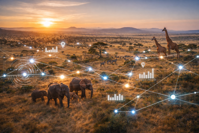 Conservancy landscape overlayed with Data